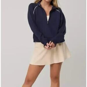 Offline by Aerie ChillUp Quarter Zip Sweatshirt Navy Blue Size Medium